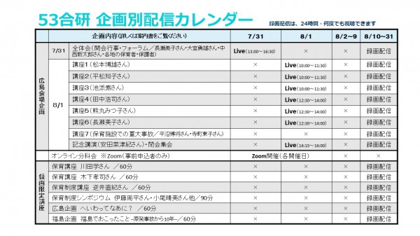 企画別配信カレンダー